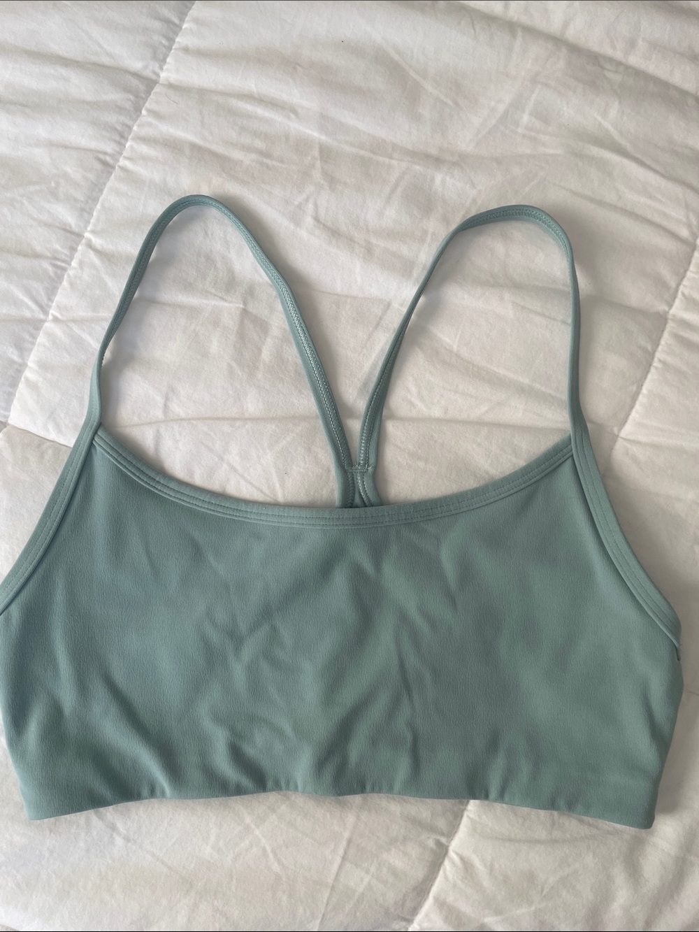 Vuori Seamless Soft-Strap Bralette in Sage Green